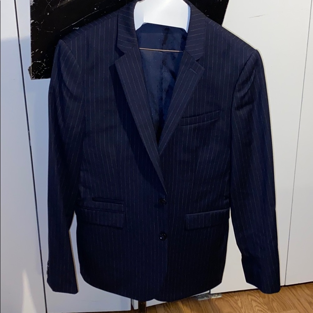 Express Dark Navy Pinstripe Extra Slim Suit Jacket
